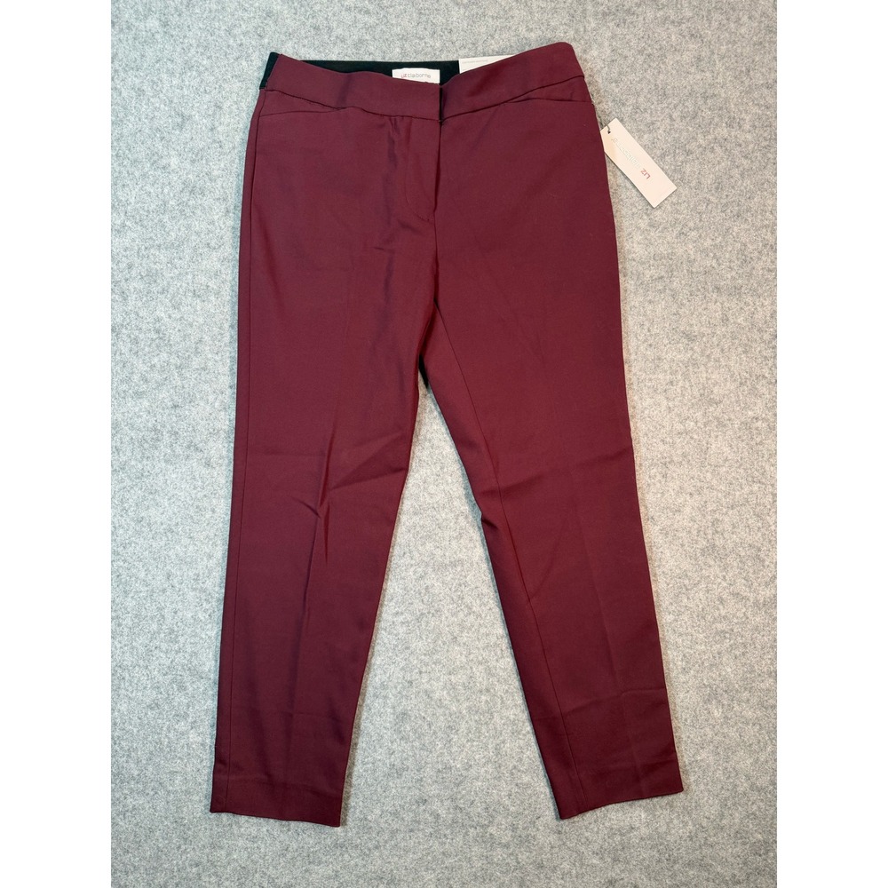 Liz Claiborne Emma Ankle Pants Burgundy Mid Rise Dress‎ Trousers New Size 2